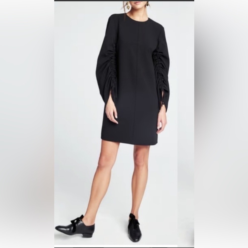 Tibi Sculpted Sleeve Shift Dress in Black Women’s Size 12 $425 Retail NWT